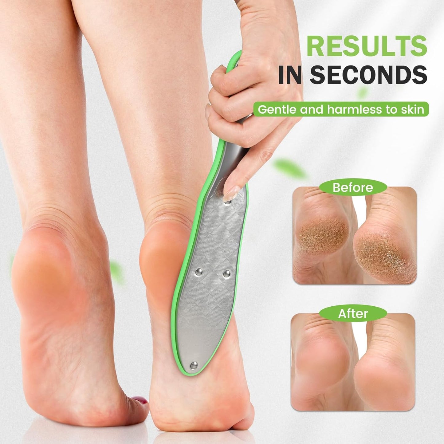 BEZOX Foot File Callus Remover, Double Sided Foot Scrubber for Dead Skin, Stainless Steel Pedicure File for Cracked Heel W/Cloth Storage Bag & Gift Box