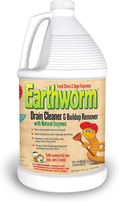 Earthworm Drain Cleaner - Clog Remover - Drain Opener/Deodorizer - Natural Enzymes, Safer for Families, Environmentally Responsible - 32 fl oz
