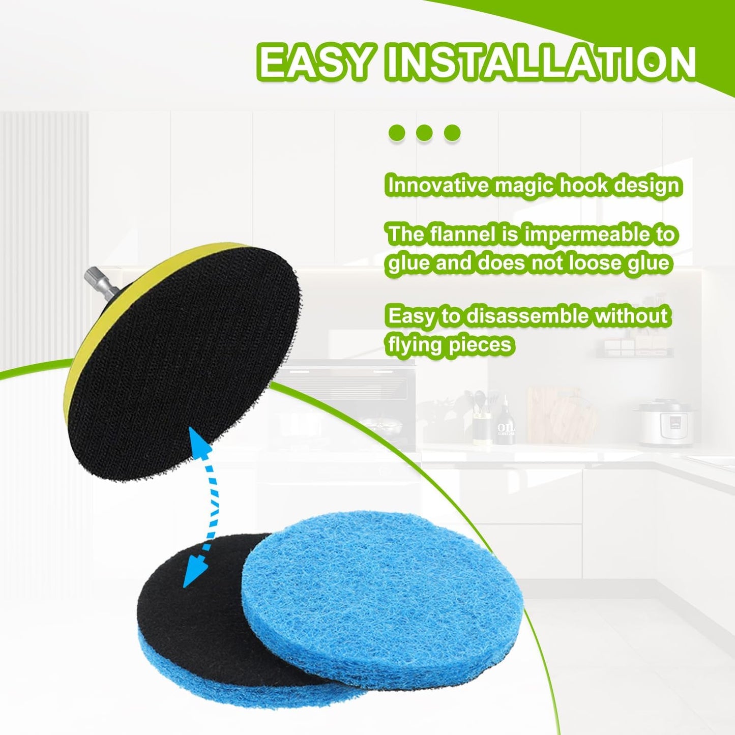16pcs Kitchen Pads Power Scrubber Pads Set Electric Scrubber Replacement Scouring Pads fit for Dremel Versa Scouring Pads,Green