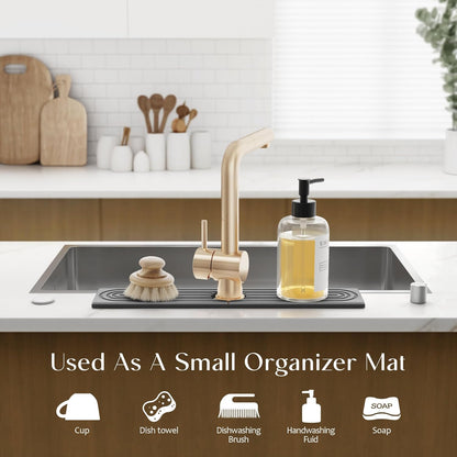 Eormoe Faucet Mat for Kitchen Sink – Diatomite Stone Drying Mat & Sink Protectors, Prevent Moisture – Sink Splash Guard Water-Absorbing Stone Tray for Bathroom Counter (Light Grey, 23.6" x 3.9")