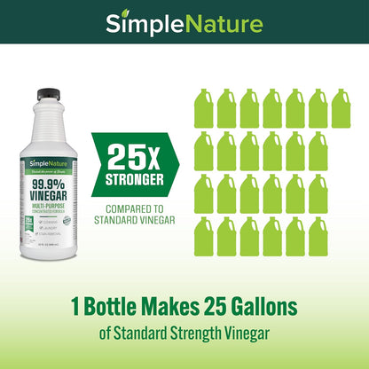 SimpleNature 45% Vinegar (1 Gallon) - Highly Concentrated Vinegar for Heavy-Duty Cleaning Power for Home & Patio, Limescale Removal & DIY Formulas - Dilutes Easily - Free of Dyes or Fragrance