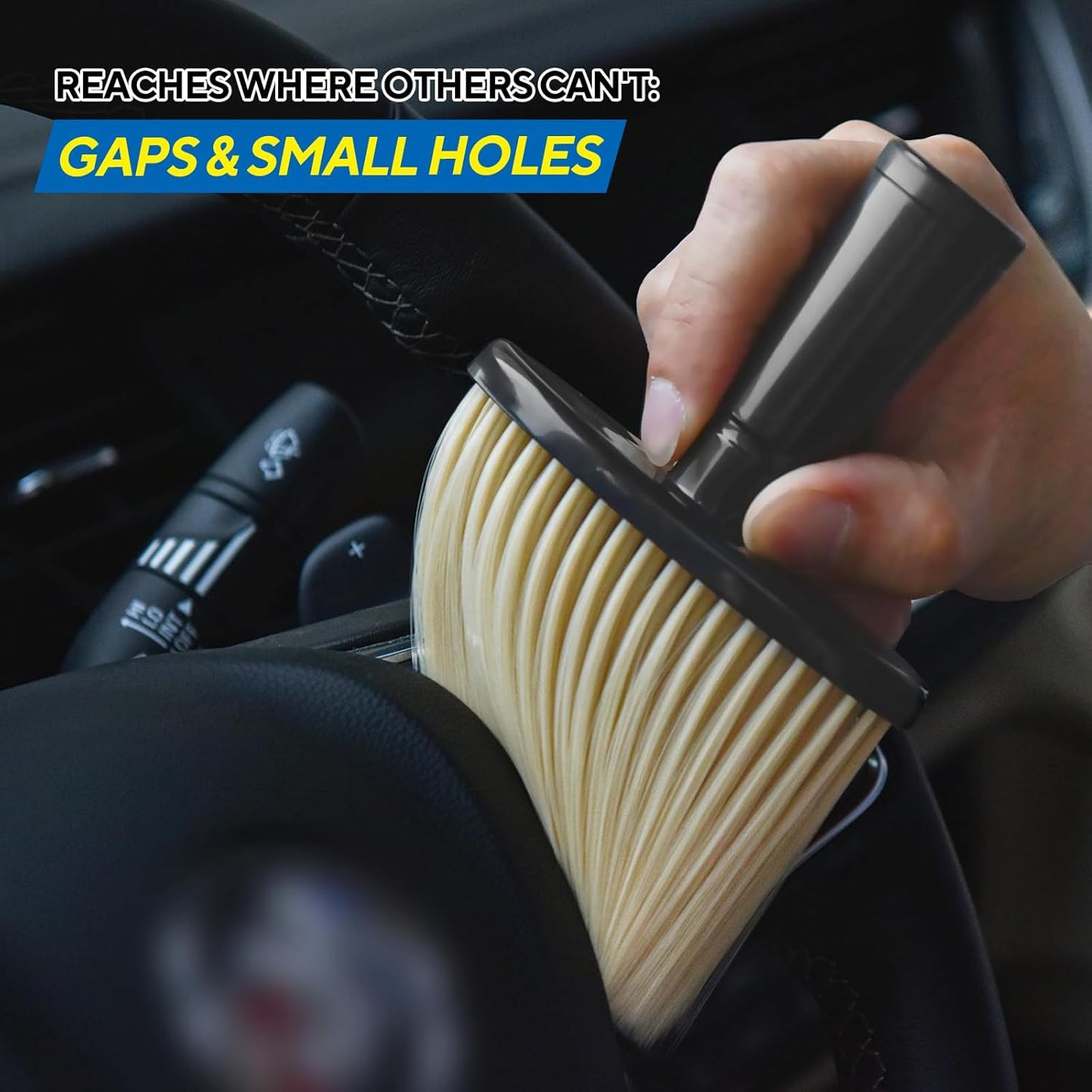 7PCS Car Detailing Brush Kit - Ultra Soft Boars Hair Car Interior Detailing Brushes, Includes 4 Different Brushes, Multi-use for Cleaning Interior or Exterior - Perfect Car Accessory Gift