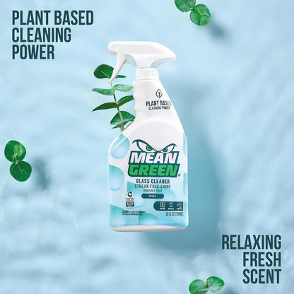 Mean Green Glass Cleaner Spray, Fresh Scent, 24 oz – Streak-Free Shine, Ammonia-Free, Windows, Mirrors, Glass & Chrome Surfaces