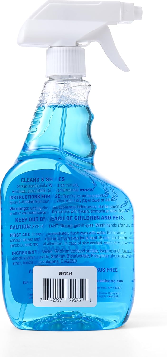 Clorox Foaming Glass Cleaner Trigger Spray, Streak Free No Drip Formula for Windows, Mirrors, and Glass Surfaces, All Purpose Household Cleaning Spray in Fresh Scent, 32 Ounce