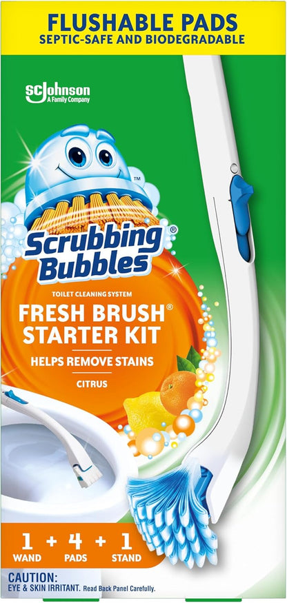 Scrubbing Bubbles Flushable Toilet Bowl Wand Cleaner Refills, Fresh Brush Cleaner Toilet Refill Pads, Removes Limescale & Odors, Citrus Scent, 20 Count (Pack of 1)