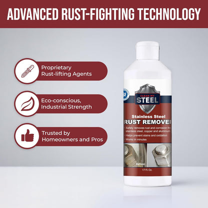 CLEAN MY STEEL Innoshine B570 Stainless Steel Rust Remover and Cleaner, NSF Certified, Approved for Food Contact Areas, 4 oz