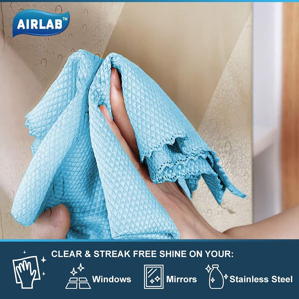 Glass Polishing Cloth Streak Free Miracle Cleaning Cloth Lint Free Microfiber Cleaning Rags for Glasses Kitchen Dish Mirrors Easy Clean, Pack of 6, 12" x 12"