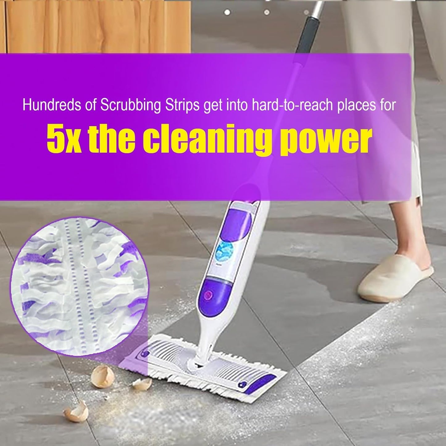 50 Pack Disposable PowerMop Refill Pads for Swiffer Power Mop - 5X Cleaning Power Mop Pads, Compatible with Swiffer Wet Pads Refill, 12 Layers Thickened Durable | Heavy-Duty Absorbent