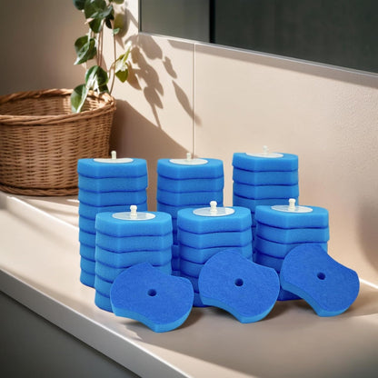 48 Count Toilet Brush Refill Pads, Toilet Brush Refill 48 Pcs, Only Compatible Disposable Toilet Brush, Toilet Scrubber Refills, Brush Head Replacement (Blue)