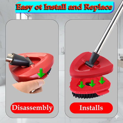 Spin Mop Scrub Brush Head Compatible with O Cedar EasyWring 1-Tank Spin Mop System, 2 Microfiber Scrubber Mop Head Refills & 1 Mop Base, Hard Bristle Cleaning Brush for Bathroom, Kitchen, Tub and Tile