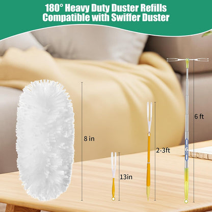 60 Count Electrostatic Duster Refills Compatible with Swiffer Duster, Multi-Surface Dusting Refills, Microfibre Dusters for Cleaning, Unscented