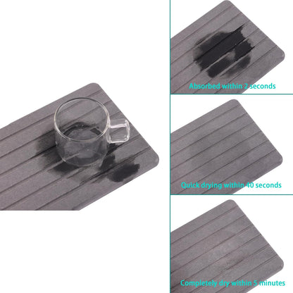 NiuYichee 2 PCS Water Absorbent diatomite Coasters, 8.3" x 4" Water Absorbing Stone Tray for Sink, Stone Drying mat for Kitchen Counter, Stone soap Tray Used for Hand Soaps & toiletries & Plants