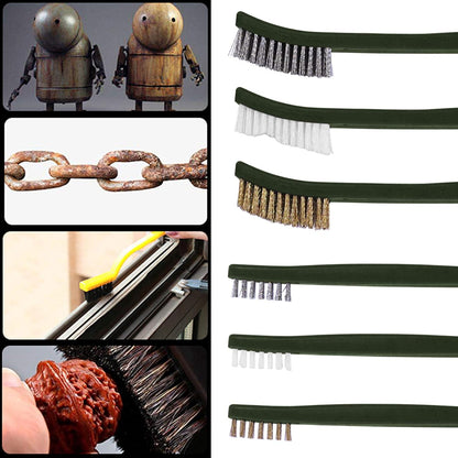 FineGood Wire Brush Set for Car Detailing - 9 PCS Cleaning Kit with 3 Brass, 3 Steel, 3 Nylon Brushes