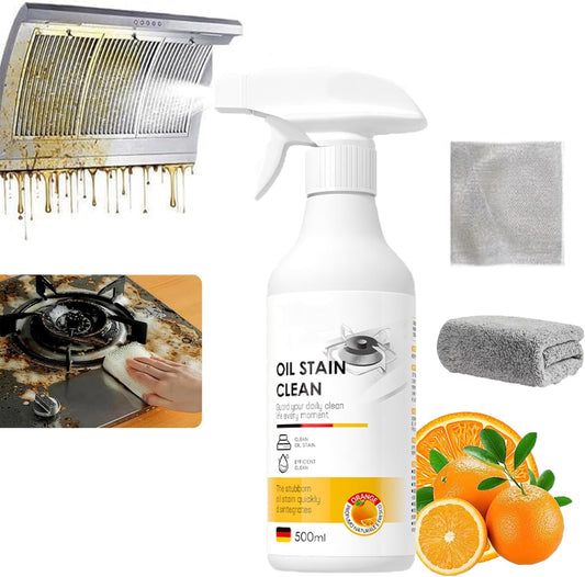 Kitchen Pots and Pan Cleaner,500ML Foam Heavy Oil Cleaner Sprays ,Oven Cleaning, Heavy Stain Cleaner Liquid, Clean Up Kitchen Oil Stains, All Purpose Clean Stian with cleaning rags and wire rags