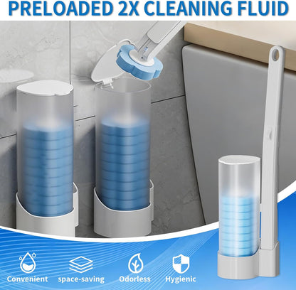 Disposable Toilet Brush Set with 24 Refill Heads | Hygienic Cleaning Wand & Holder Kit | Wall Mount or Stand, for Bathroom, Tub & Sink