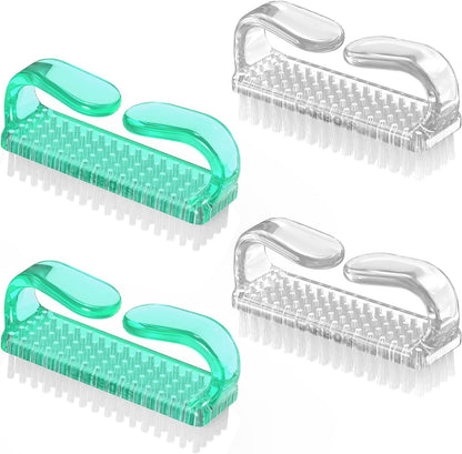 Larbois Handle Grip Nail Brush, Nail Brushes Hand Fingernail Brush Cleaner Scrubbing Kit Pedicure for Toes and Nails Men Women (4 Pack)