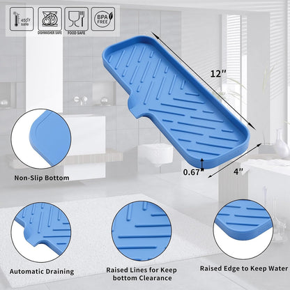 MicoYang Silicone Bathroom Soap Dishes with Drain Spout-Bathroom and Kitchen Sink Organizer,Sponge Holder,Dish Soap Tray,Perfect for Dispenser,Scrubber,Bottle,Cup on Sink or Counter-Black 4.9"×3.2"