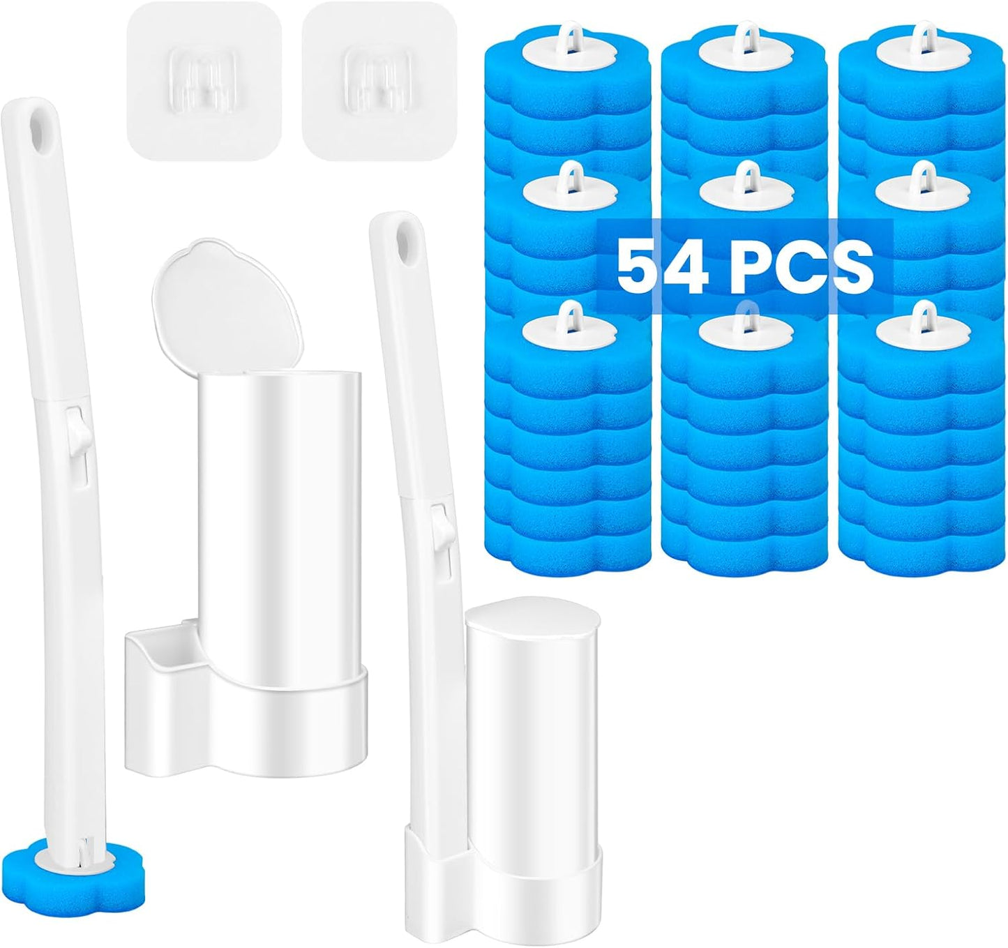 Disposable Toilet Brush and Holder Set, Toilet Wand Refills, Extended Handle with 48 Cleaner Refills, Toilet Brush for Toilet Bowl Cleaners, Bathroom Cleaning