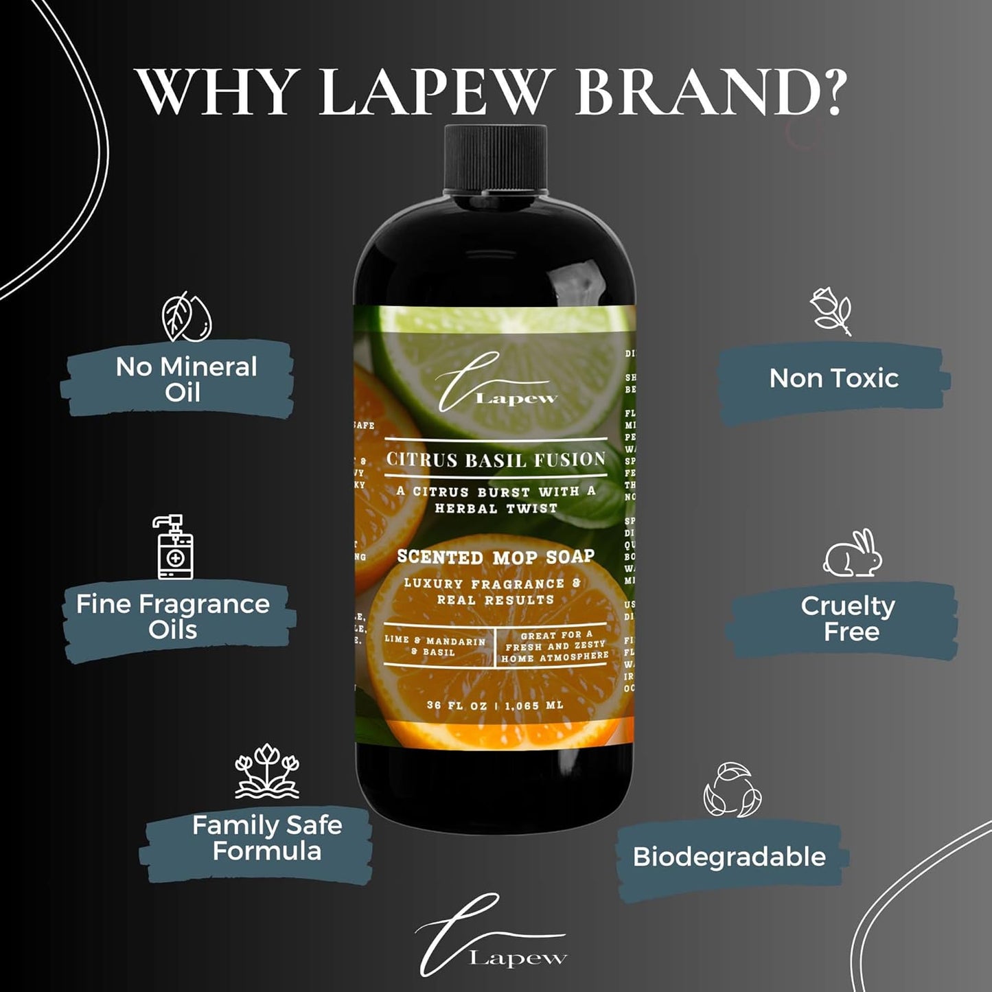 Lapew Black Sea Scented Cleaning Bundle | Carpet Deodorizer Powder (16 oz) & Mop Soap Concentrate (36 oz) | Pet-Friendly Odor Eliminator - Colors A
