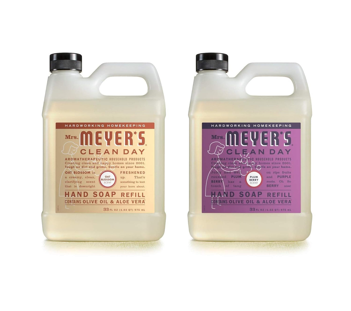 Mrs. MEYER'S Liquid Hand Soap Variety, 1 Plum Berry Refill, 1 Plum Berry Hand Soap (Vareity Pack)