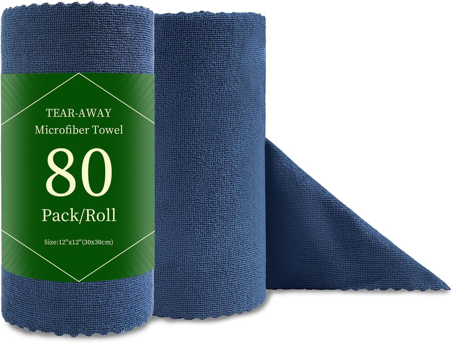 80 Pack Microfiber Cleaning Cloth Roll Reusable Paper Towels 12"x12" Tear Away Cloth, Microfiber Towels for Cars, Wash Cloths, Lint Free Dark Grey Rags for House, Kitchen,Window,Cleaning Supplies