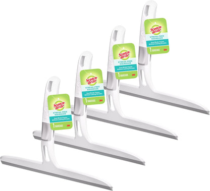 Scotch-Brite Dual Blade Squeegee, Safe on Mirrors, Glass Shower Doors, Windows and More, 4 Count