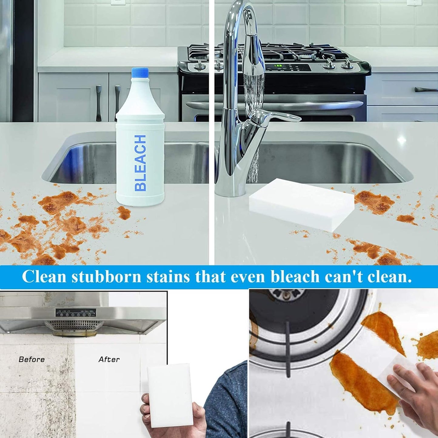 Magic Sponge Eraser Sheets, 52Pcs All-Purpose White Melamine Sponge Convex Point Disposable Magic Cleaning Wipes for Furniture Kitchenware, Hard-to-Reach Places, Shoe