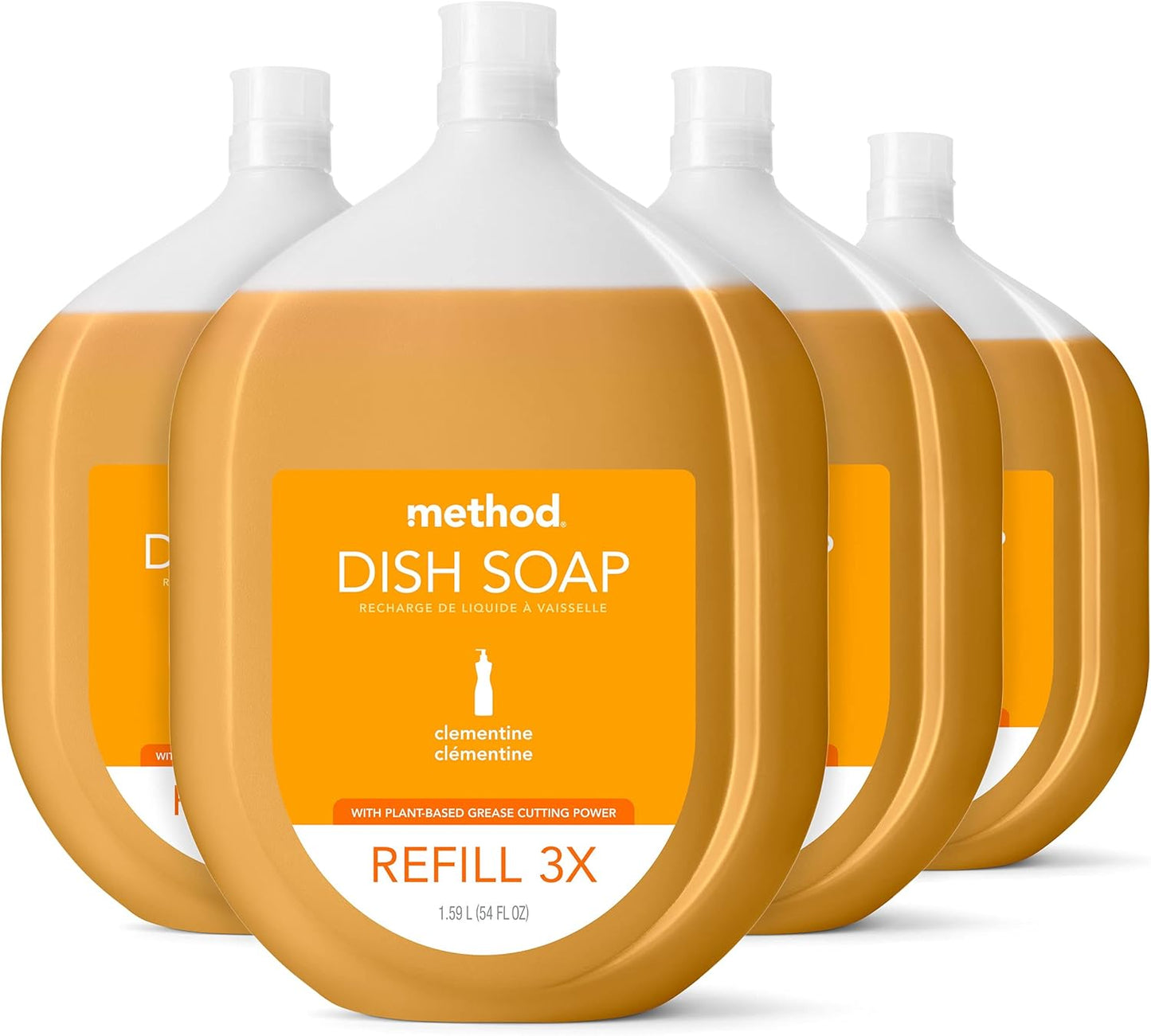 Method Gel Dish Soap, Clementine Scent, Tough on Grease & Stuck-on Food, Cruelty Free Formula, Made with Recycled Plastic, 18 Fl Oz