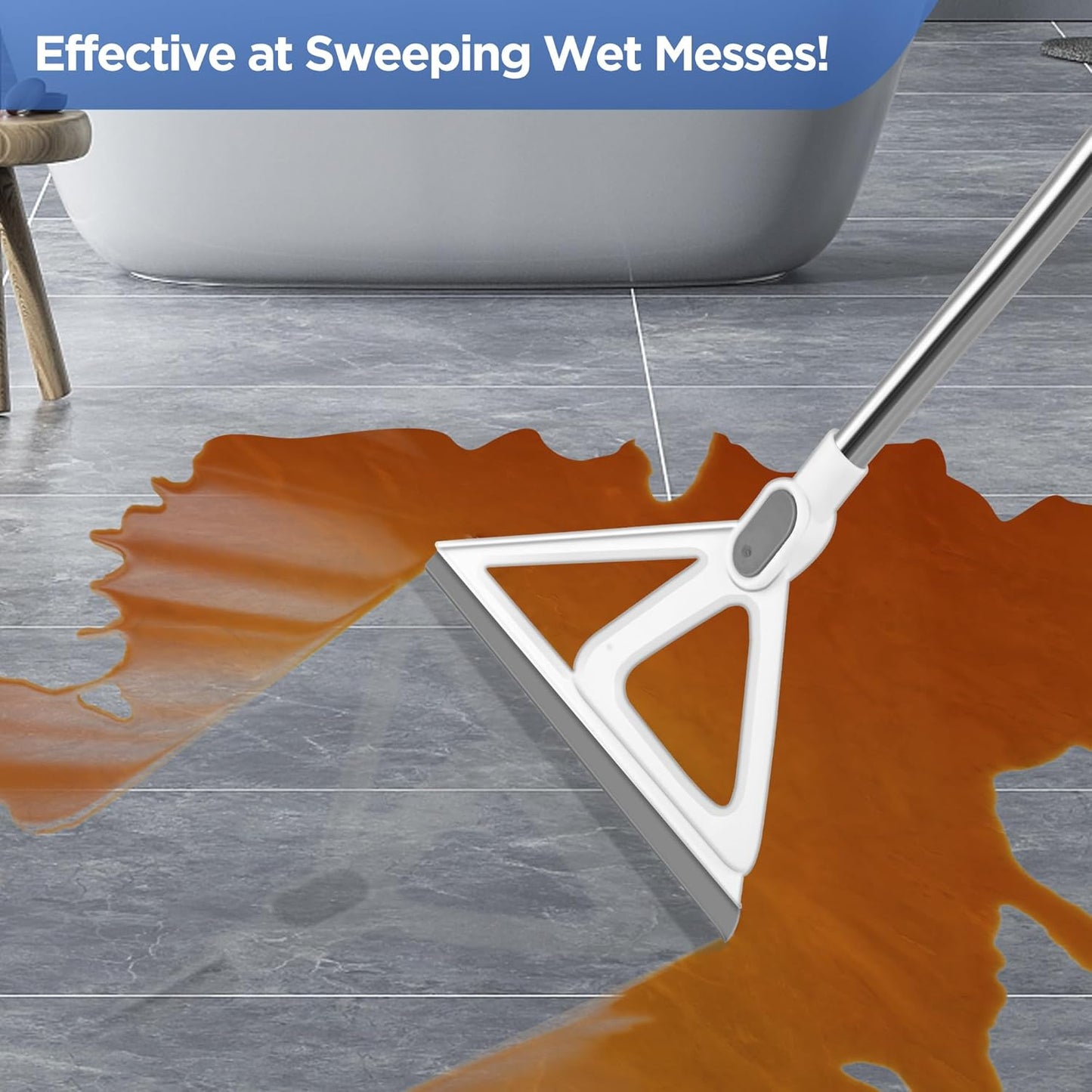 Multifunction Magic Broom, Silicone Squeegee Broom for Floor, Rubber Broom Sweeper for Living Room, Kitchen, Bathroom-Easy Dry The Glass (Orange, 54 INCH)