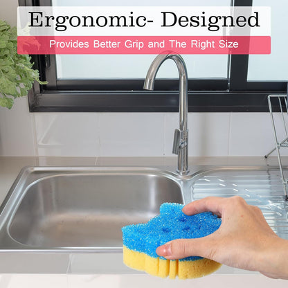 FillTouch 6 Pcs Dog Dual Sided Scrub Sponge Cleaning Sponges Cute Temperature Sensitive Dish Sponges for Washing Dishes Non Scratch Household Multi Use Sponges Scrubber for Kitchen, 3 Colors