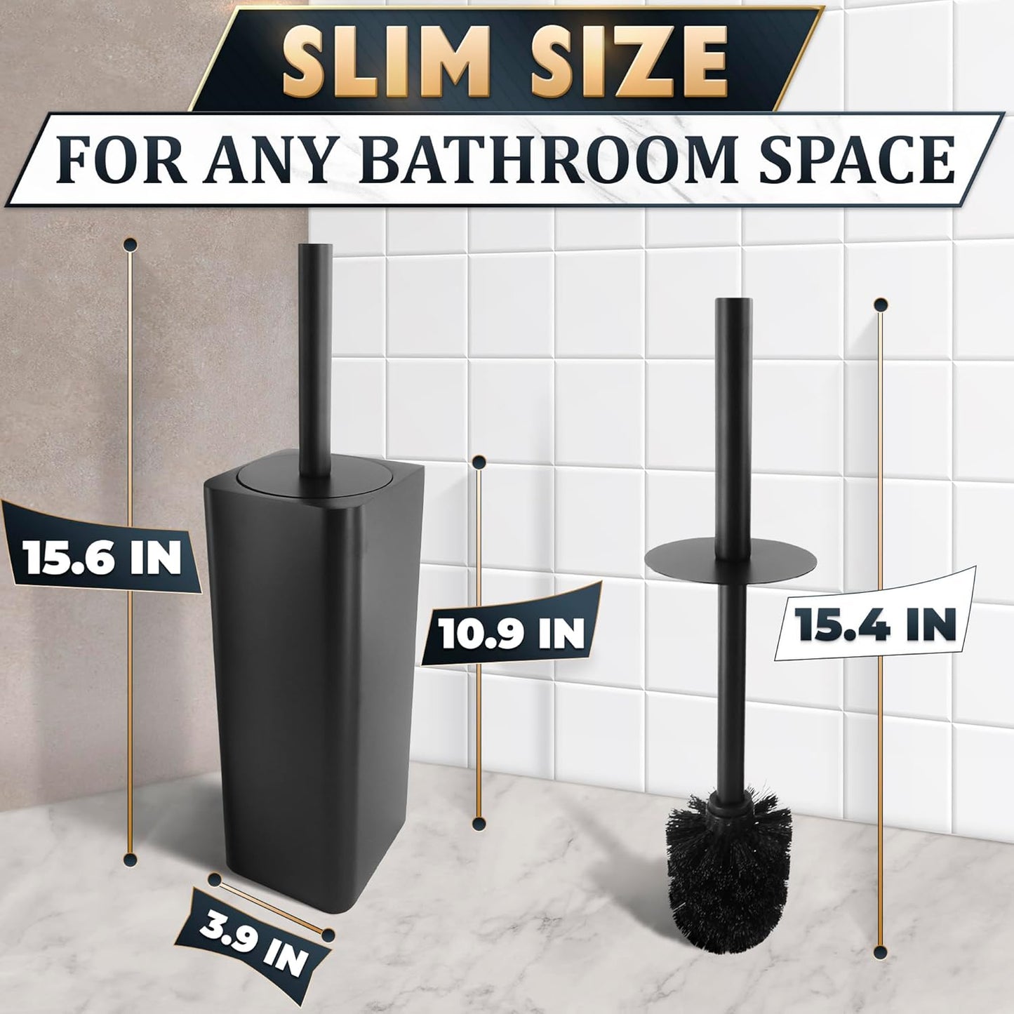 Stylish Stainless Steel Toilet Brush and Holder Set - Silver Toilet Bowl Brush and Holder with Splash Cover, Sturdy Bristles, Corrosion & Scratch Resistant - Elegant Design, Effective Deep Cleaning