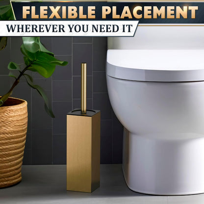 Stylish Stainless Steel Toilet Brush and Holder Set - Silver Toilet Bowl Brush and Holder with Splash Cover, Sturdy Bristles, Corrosion & Scratch Resistant - Elegant Design, Effective Deep Cleaning
