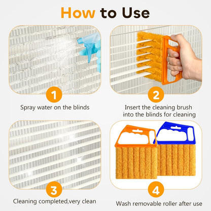 2 Pcs Blind Cleaner Duster Tool,Blind Dusters for Cleaning,Cleaning Brush,7 Finger Dusting Cleaner Tool for Window & Air Conditioner,Window Blinds Cleaner Microfiber Washable
