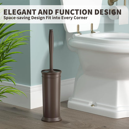 Toilet Brush and Holder 2 Pack, Toilet Bowl Brush with Extra Long Handle, Toilet Scrubber and Covered Holder, Toilet Brushes for Bathroom-Space Saving, Covered Brush, Durable, Deep Cleaning(Black)
