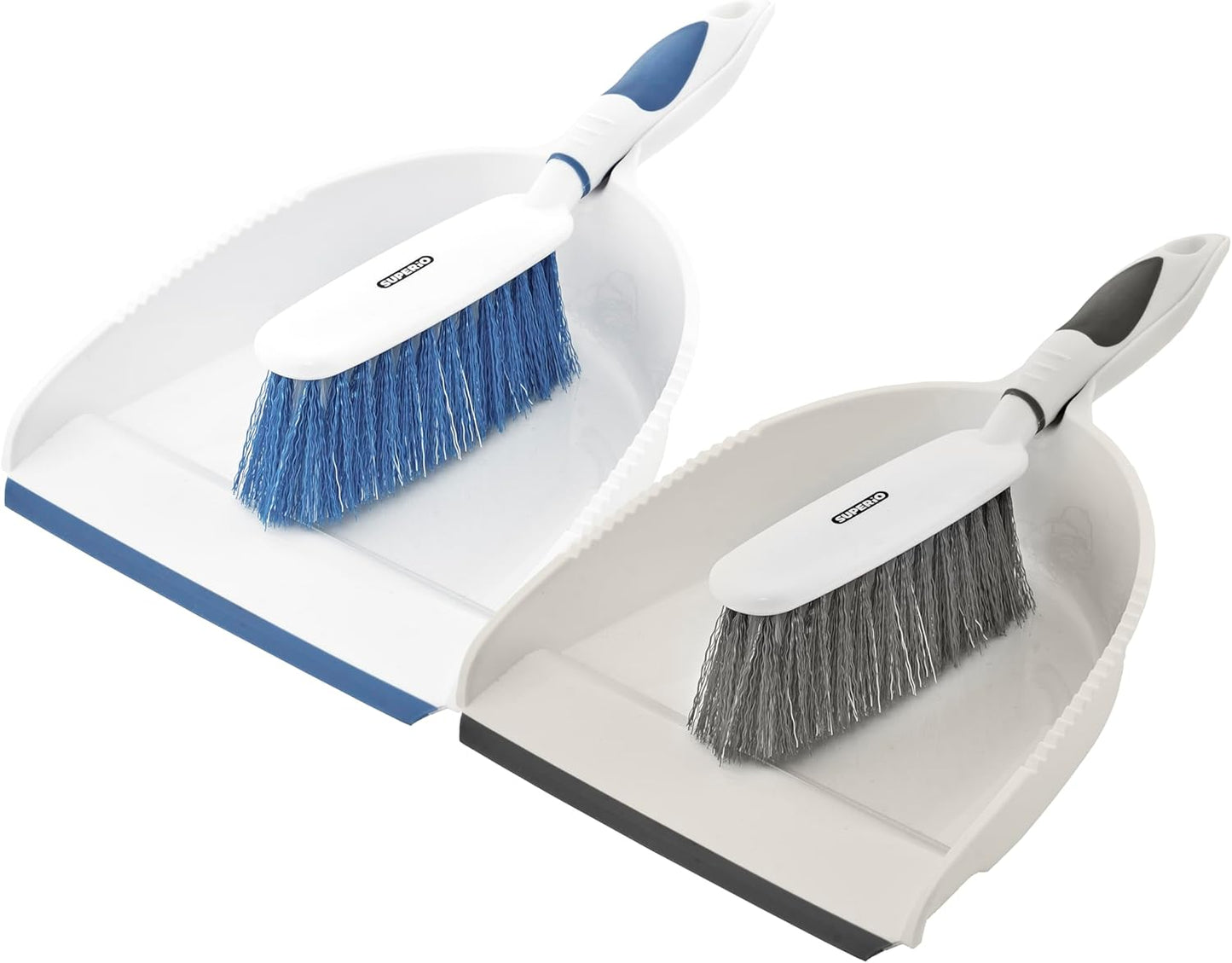 Superio Brush and Dustpan Set, Rubber Edge for Easy Dirt Pickup, Durable Plastic Broom Set with Ergonomic Grip Handle, for Table, Countertop, Desk (1)