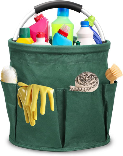 Qivine 17L Cleaning Caddy with Handle, Cleaning Supply Caddy Foldable Tool Bag Cleaning Products Organizers Portable Cleaning Bucket Organiser for Storing Towels(Blue)