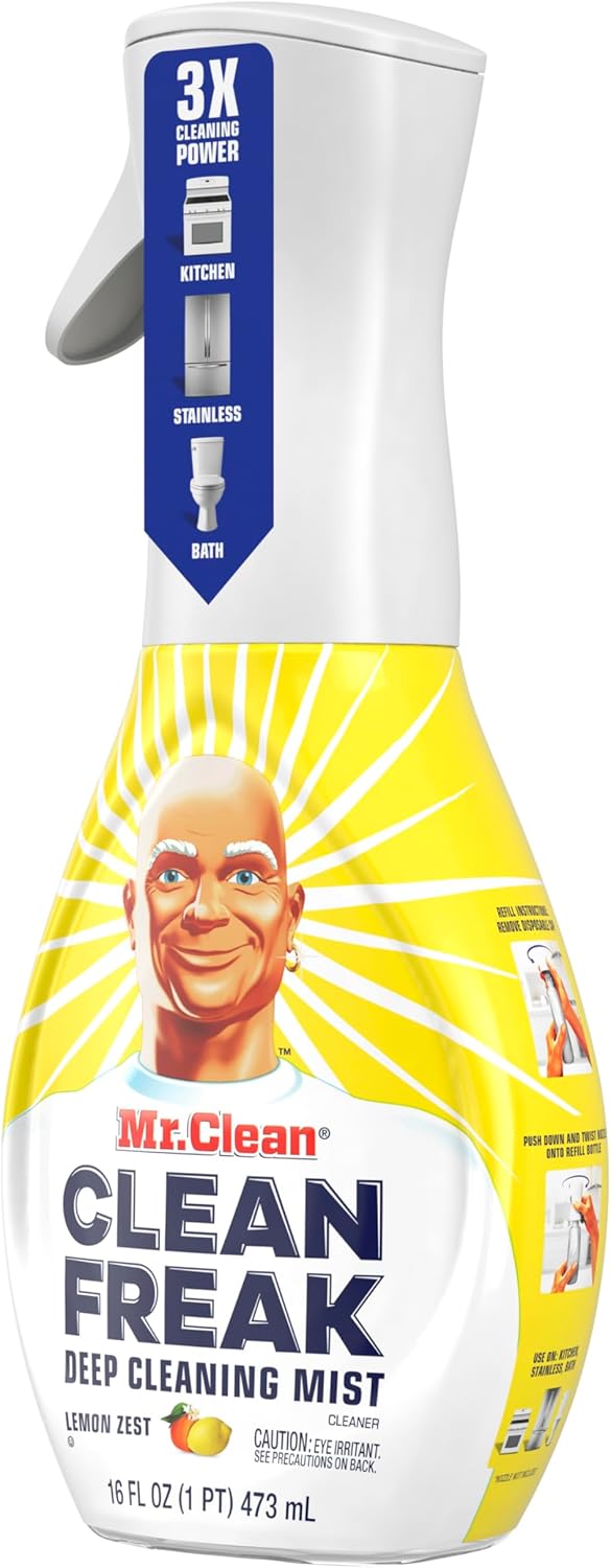 Mr. Clean Clean Freak Multi Surface Cleaning Spray, Deep Cleaning Mist Starter Kit and Refill Bundle, Unstopables Fresh Scent, 64 fl oz