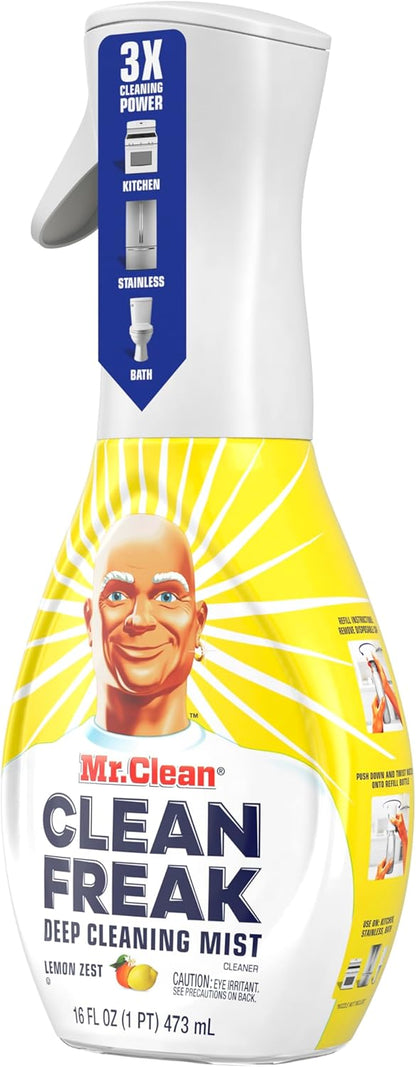 Mr. Clean Clean Freak Multi Surface Cleaning Spray, Deep Cleaning Mist Starter Kit and Refill Bundle, Unstopables Fresh Scent, 64 fl oz