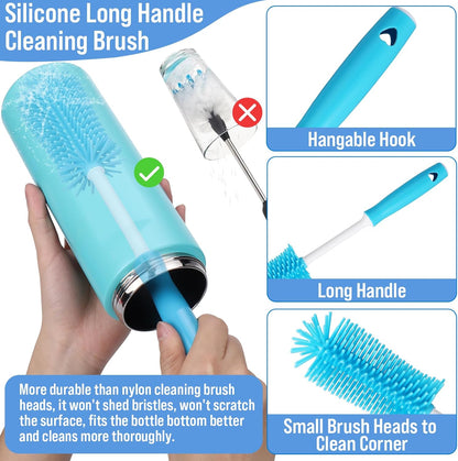 XANGNIER 5 in 1 Bottle Cleaning Brush Set,Multifunctional Water Bottle Brush and Straw Cleaner Brush,Cleaning Tool Kit for Owala/Stanley/Yeti/Simple Modern Tumbler Cup Accessories,Kitchen Gadgets