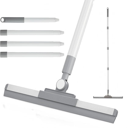 Floor Squeegee for Concrete Floor, Squeegee Broom, Magic Air Broom with 52'' Long Handle and 20'' Rubber Rotating Head for Shower Glass Doors, Bathroom Tile, Pet Hair, Window and Glass
