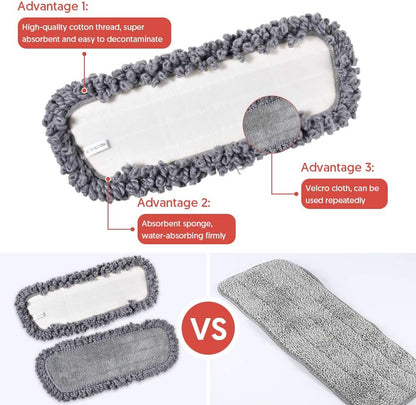 Microfibre Spray Floor Mops for Floor Cleaning, Domi-Patrol Cleaning Mops for Hardwood Laminate Tiles Floors, Dry Wet Mop Dust Mops with 3 Mop Heads Replacement Pads & 635 ML Bottle