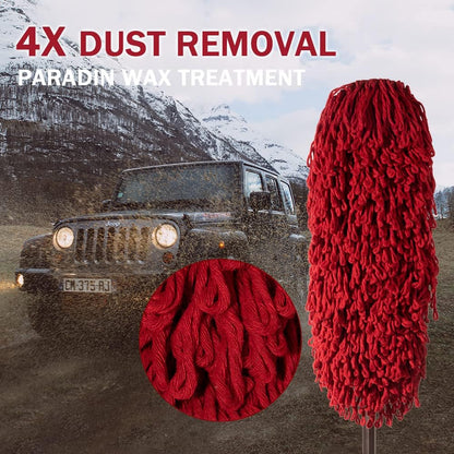 Car Duster Exterior with Extendable Handle, Scratch Free Auto Wash Brush Mop, Interior Detailing Kit for Truck RV Boat - Wax Cotton Duster & Interior Brush, Red