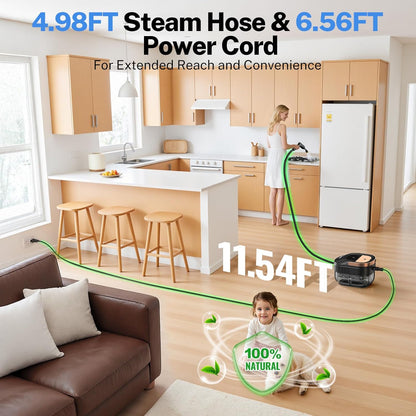 ODSD Steam Cleaner for Home & Car, 3-Level Adjustable Steamer for Cleaning, 15s Heat-Up & 1.6L Large Tank, Handheld Steam Cleaner for Car Detailing, Home, Tile, Grout, Furniture with 15pcs Accessories