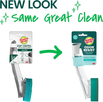 Scotch-Brite Heavy Duty Advanced Soap Control Dishwand Kit, Includes 1 Wand & 5 Refill Pads, Control Soap With A Button, Keep Your Hands Out Of Dirty Water
