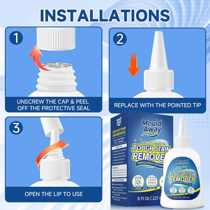 Tough Stain Remover Gel - Washing Machine Cleaner for Front Load Washer Seals, Bathroom Showers & Tile Grouts, Thick No-Drip Formula, Non-Toxic, 8 fl oz (Pack of 1)