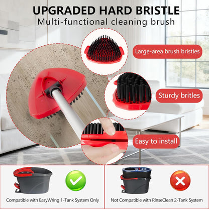 Spin Mop Replacement Set, Compatible with O-Ceda EasyWring 1-Tank Spin Mops 2 Microfiber Mop Head Refills, Adjustable 30–58 in Stainless Steel Handle, Scrubber Brush Head and Spin Base (M, Round)