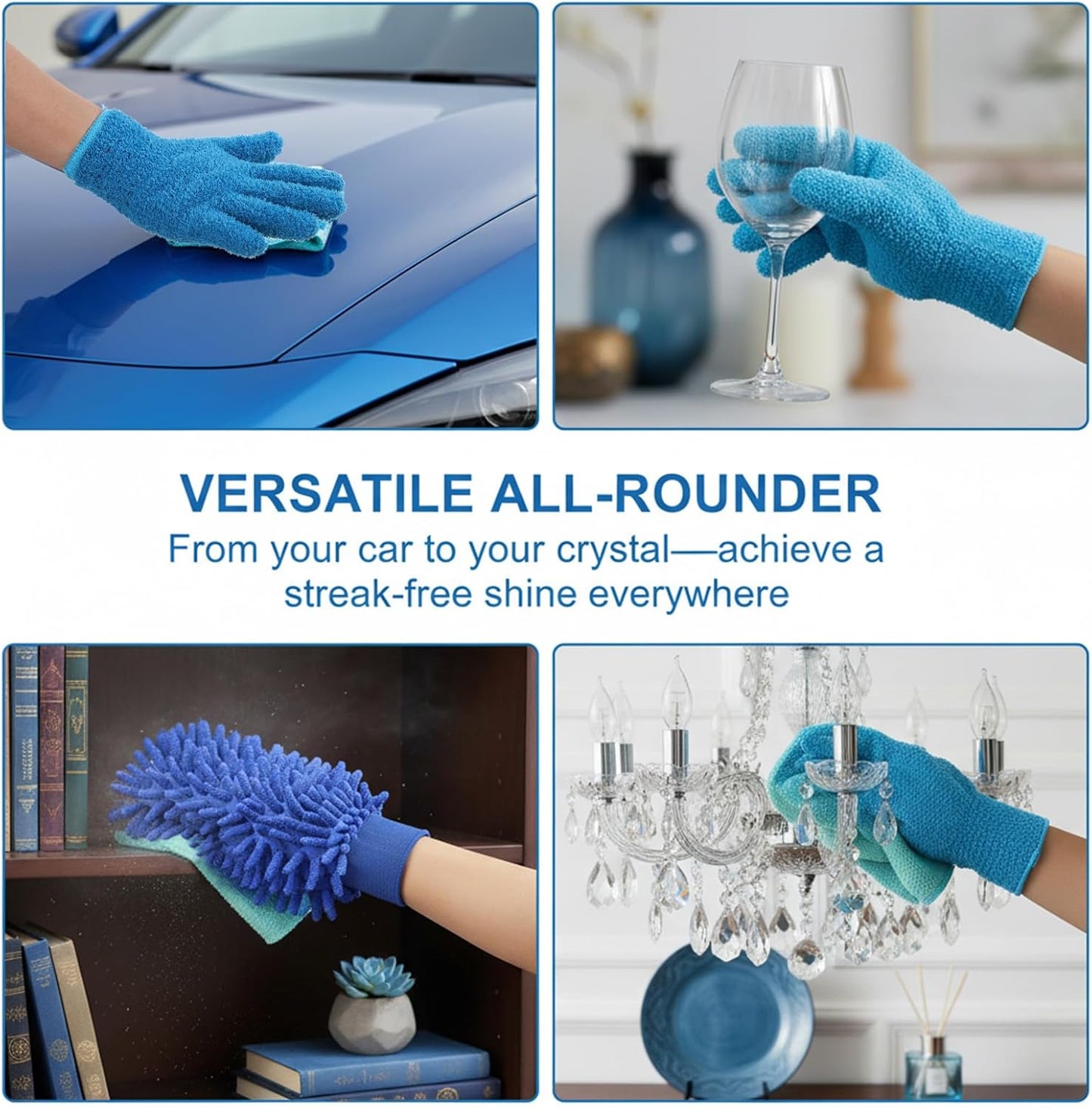6 Pcs Microfiber Dusting Gloves, Plant Gloves Dusting Reusable Washable Plant Cleaning Glove for Plants, Cars, Blinds, Windows