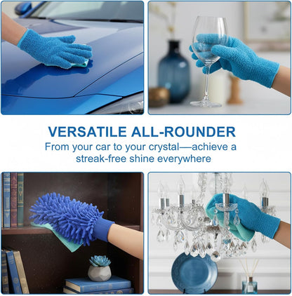 6 Pcs Microfiber Dusting Gloves, Plant Gloves Dusting Reusable Washable Plant Cleaning Glove for Plants, Cars, Blinds, Windows