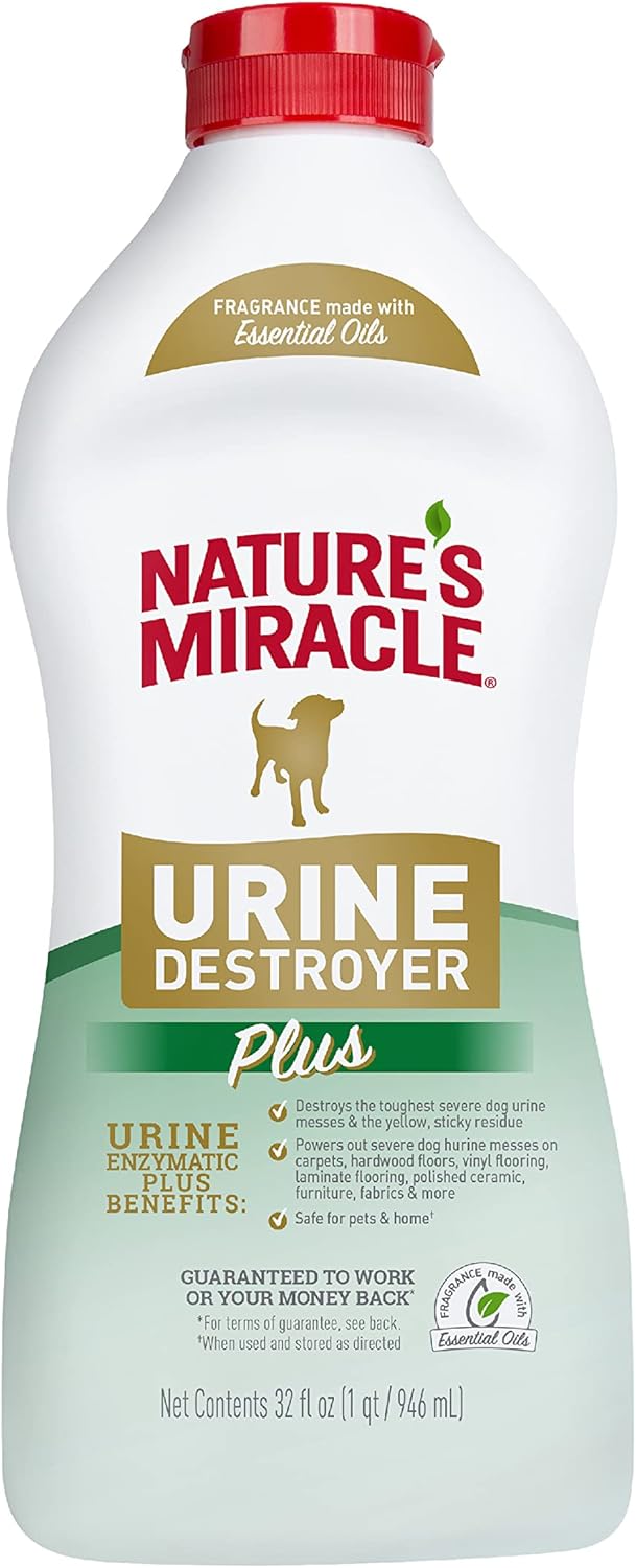 Nature's Miracle Urine Destroyer Plus for Dogs, Enzymatic Formula for Severe Dog Urine Stains, 32 oz