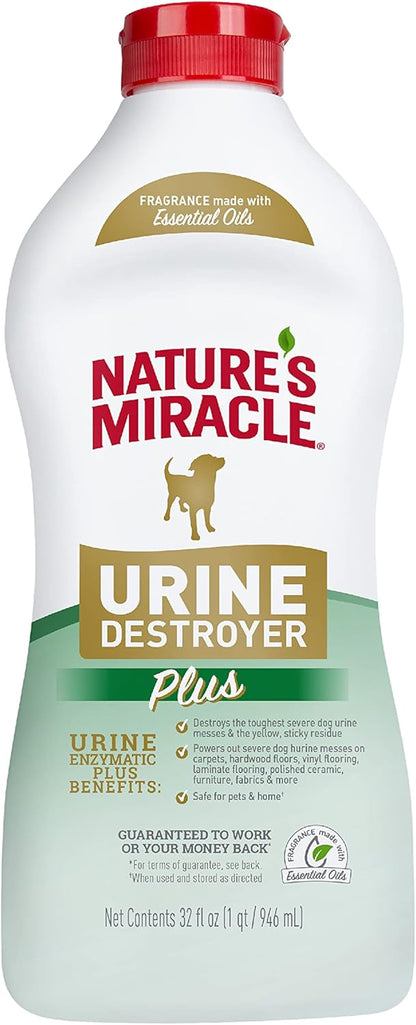 Nature's Miracle Urine Destroyer Plus for Dogs, Enzymatic Formula for Severe Dog Urine Stains, 32 oz